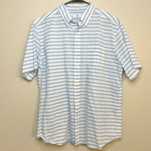 Southern Tide Classic Fit Short Sleeve Striped Button Down Men's Large Coastal